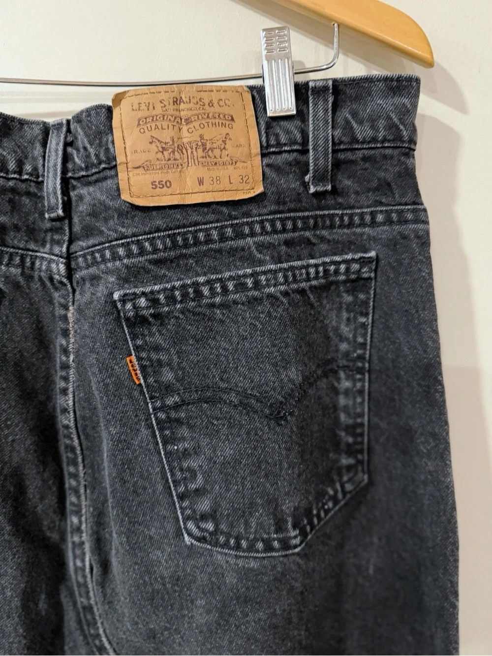 Vintage Levi's 550 Men's 38x32 Black Denim Patchwork Maxi Skirt Grunge Y2K